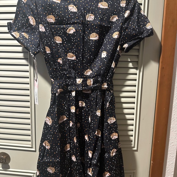Stylish Black Hedgehog Print Dress - Picture 4 of 4